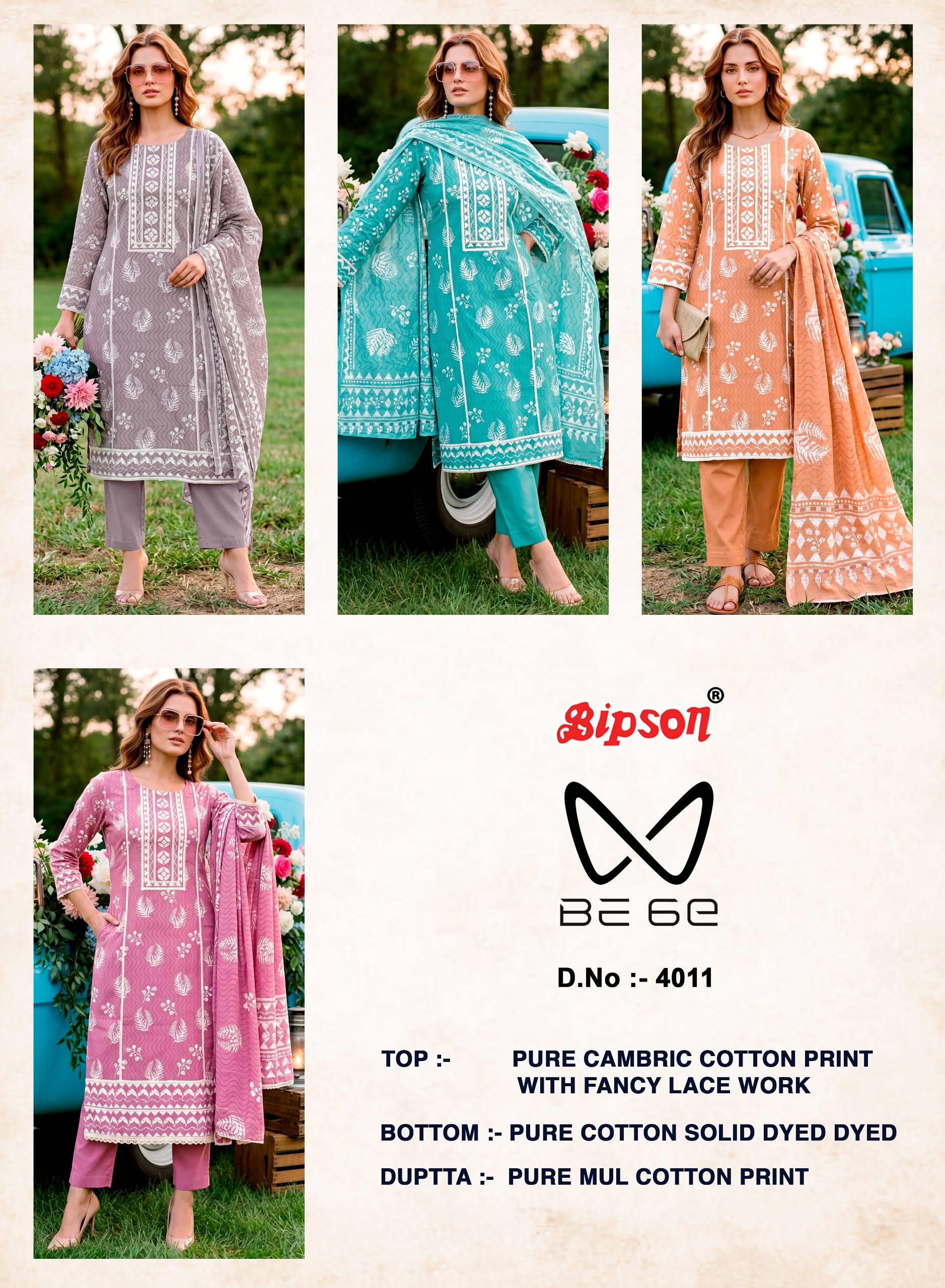 BE 6E - 4011 Series By BIPSON PRINTS Stylish Beautiful ColourfulPure Cotton Dresses At Wholesale Price